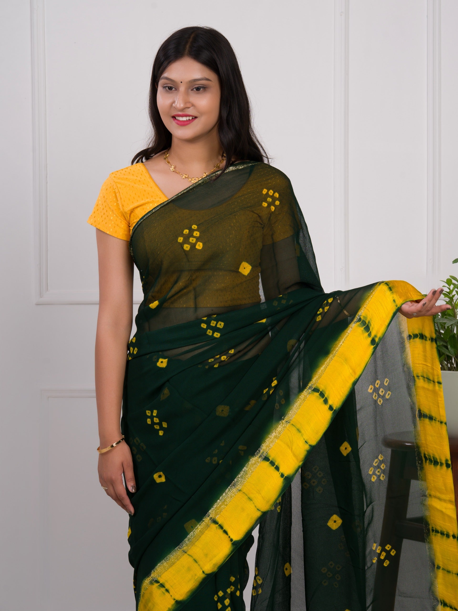 Tanmira Latest New Pure Georgette Gulti Bandhej Satin Patta Border Saree With Blouse RTK