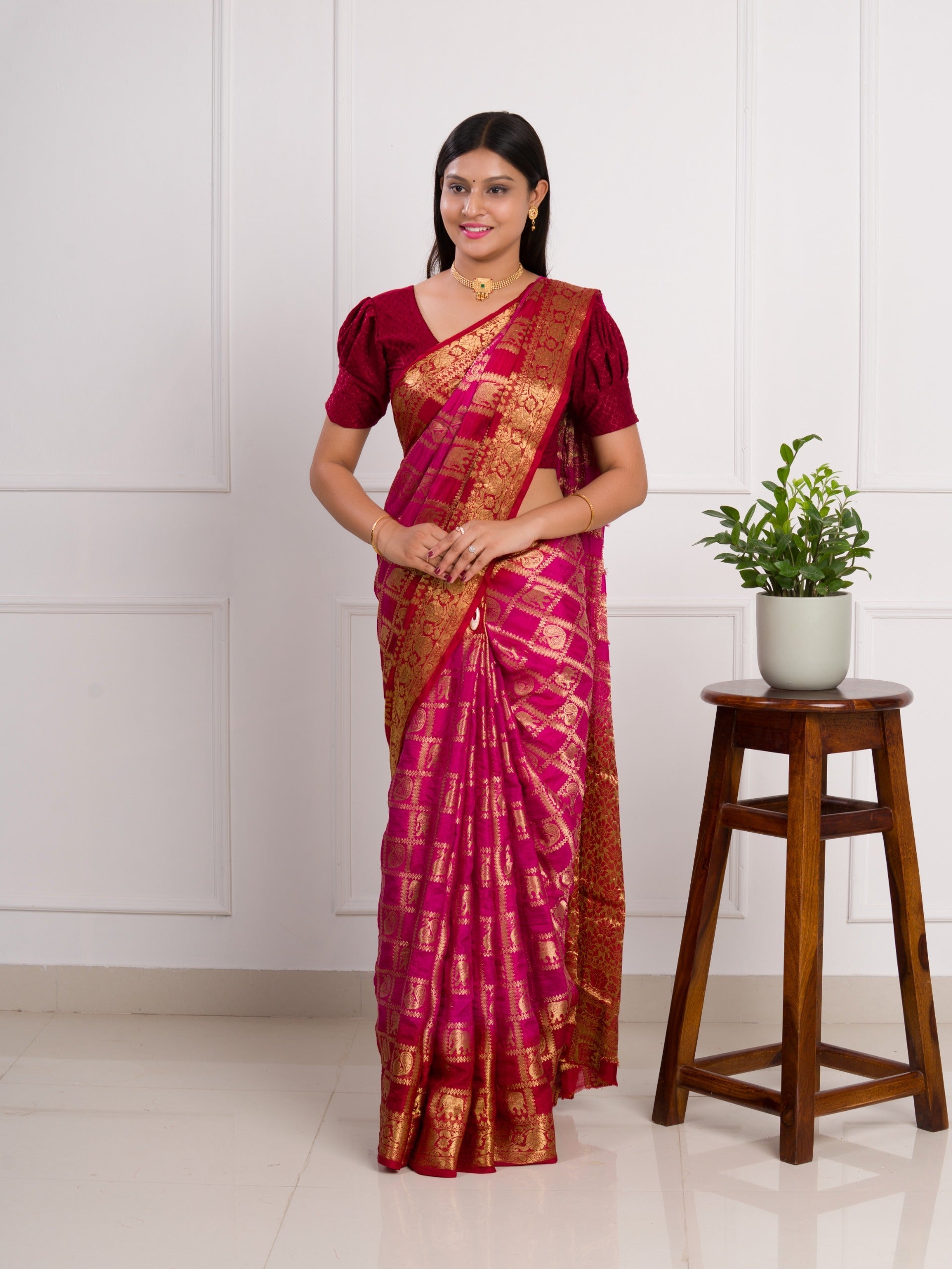 By Banarasi Saree With Festivel Wear