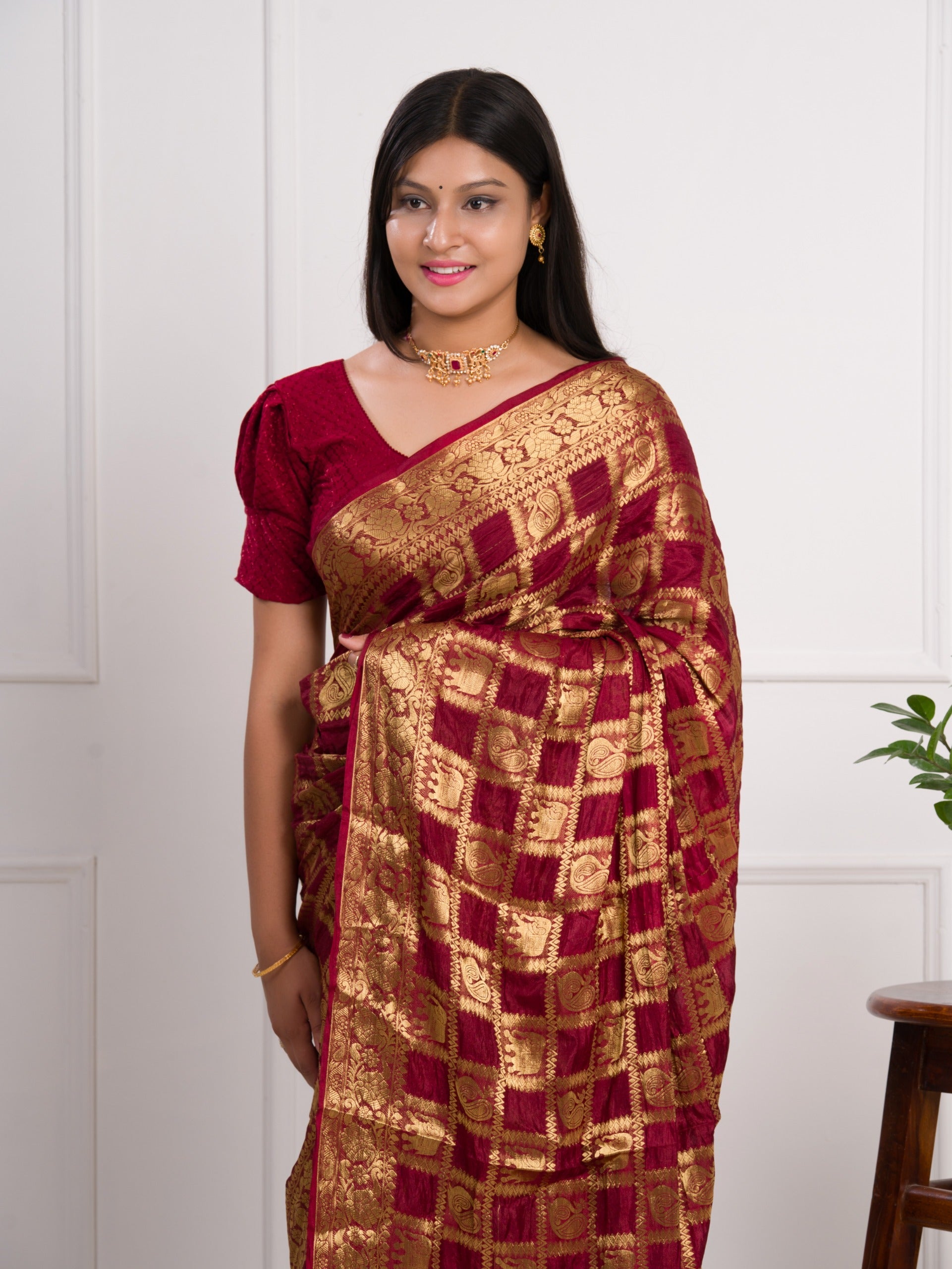 By Banarasi Saree With Festivel Wear