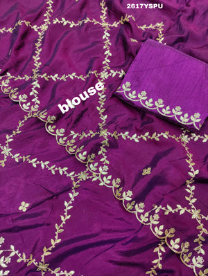 By New Designer Chinon Silk Saree with Traditional Gotapatti Work
