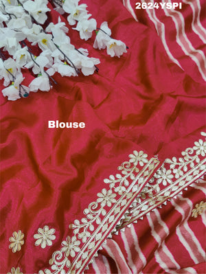 By Leheriya Saree With Gotapatti Work