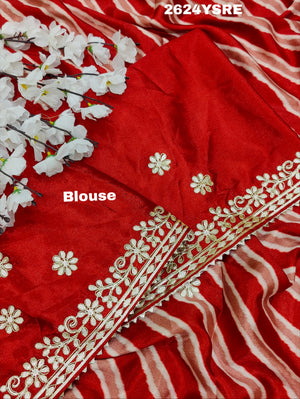 By Leheriya Saree With Gotapatti Work