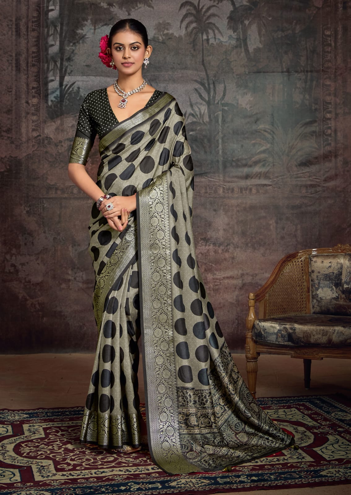 Tanmira New Munga Silk Printed Style With Zari Weaving Border Work Saree STR