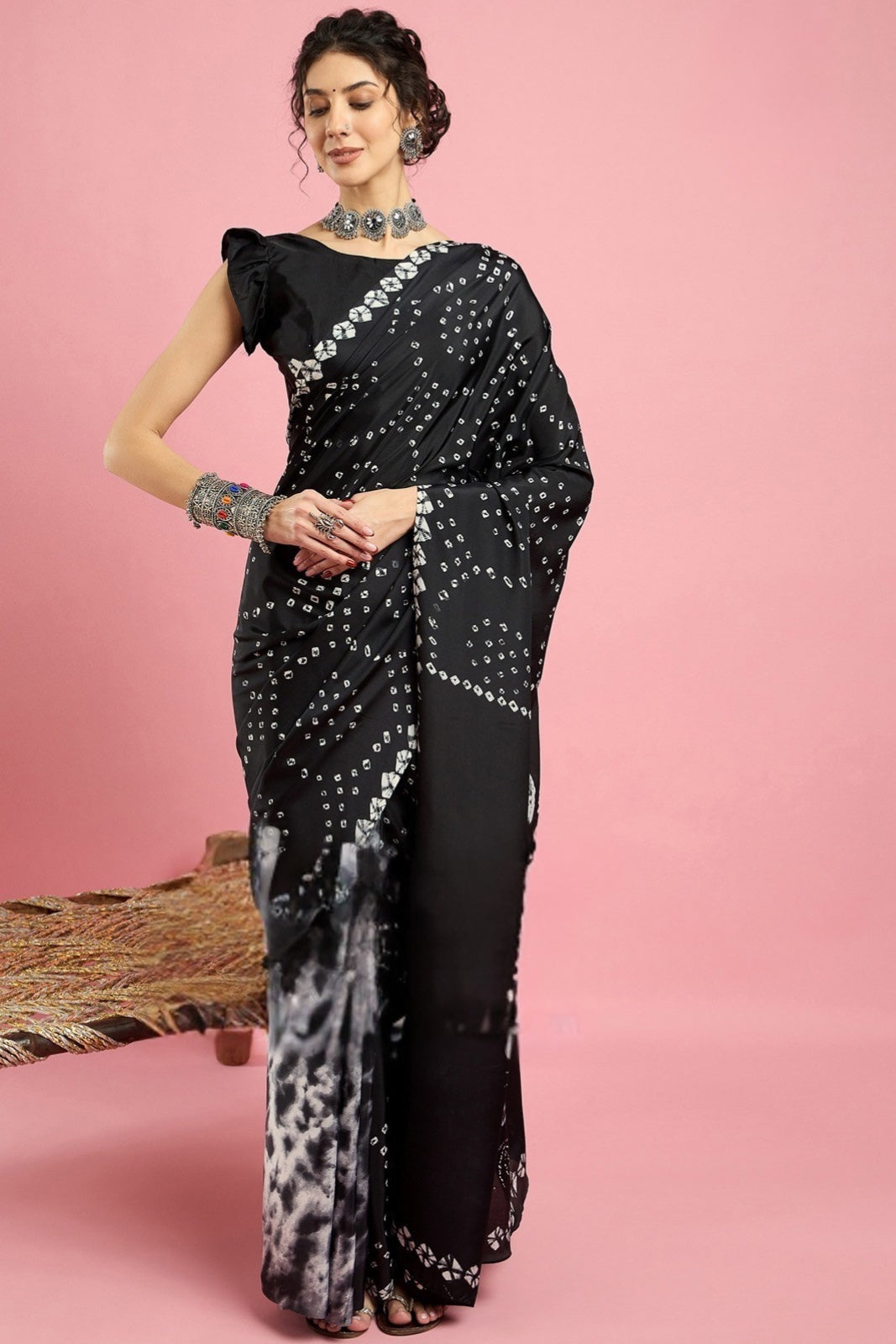 By Bandhani Saree With Causel wear