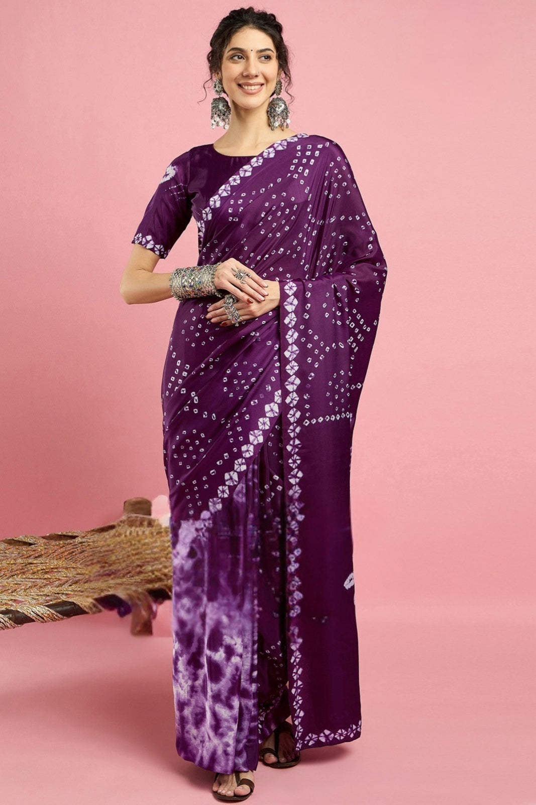 By Bandhani Saree With Causel wear