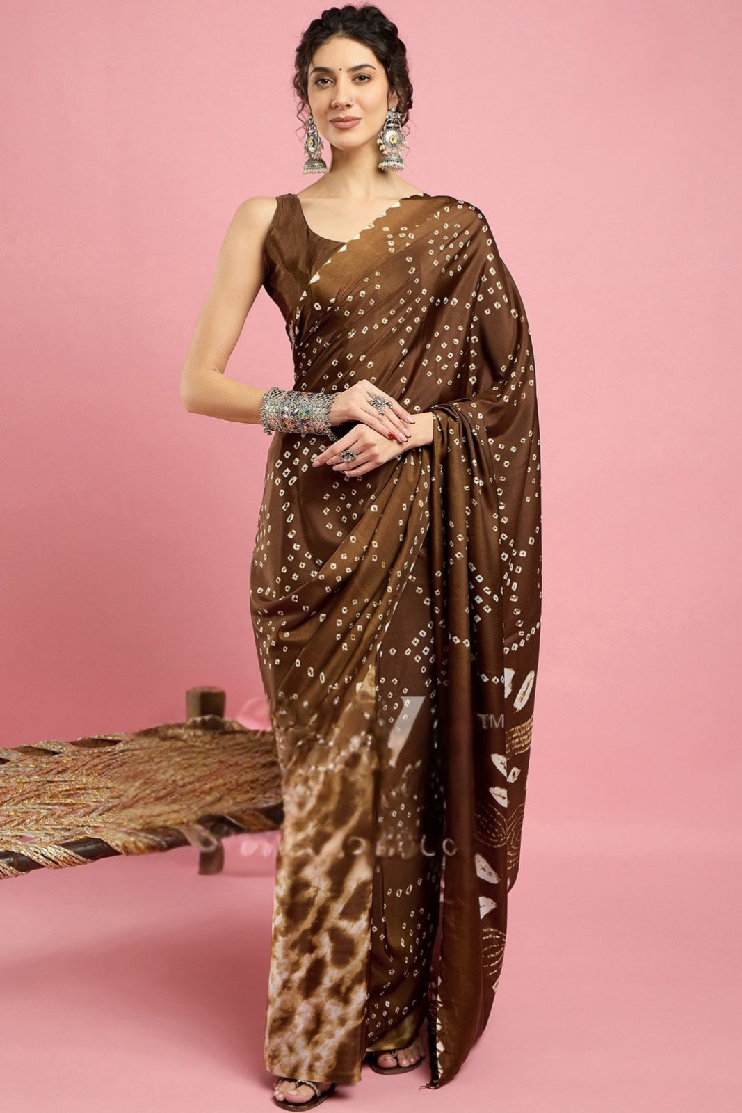 By Bandhani Saree With Causel wear