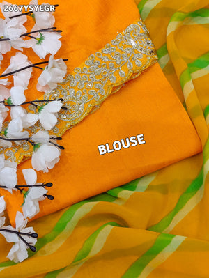 By Latest New Chiffon Leheriya Style With Embroidery Border Work Saree