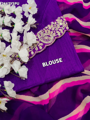 By Latest New Chiffon Leheriya Style With Embroidery Border Work Saree