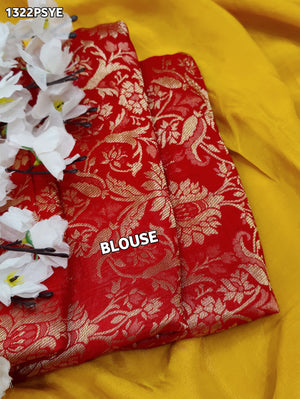 Pure ojariya Chinon in yellow colour saree