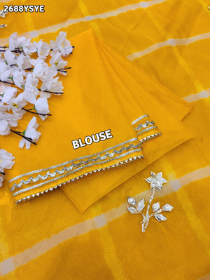 Organza Leheriya Style With Gotapatti Work Saree in Yellow colour