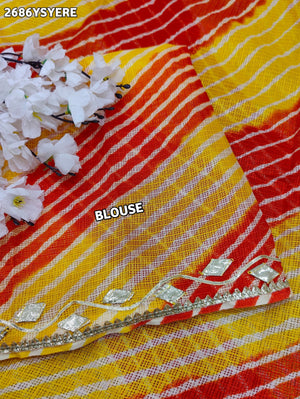 By Leheriya Style With Gotapatti Work Saree