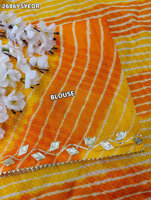 By Leheriya Style With Gotapatti Work Saree