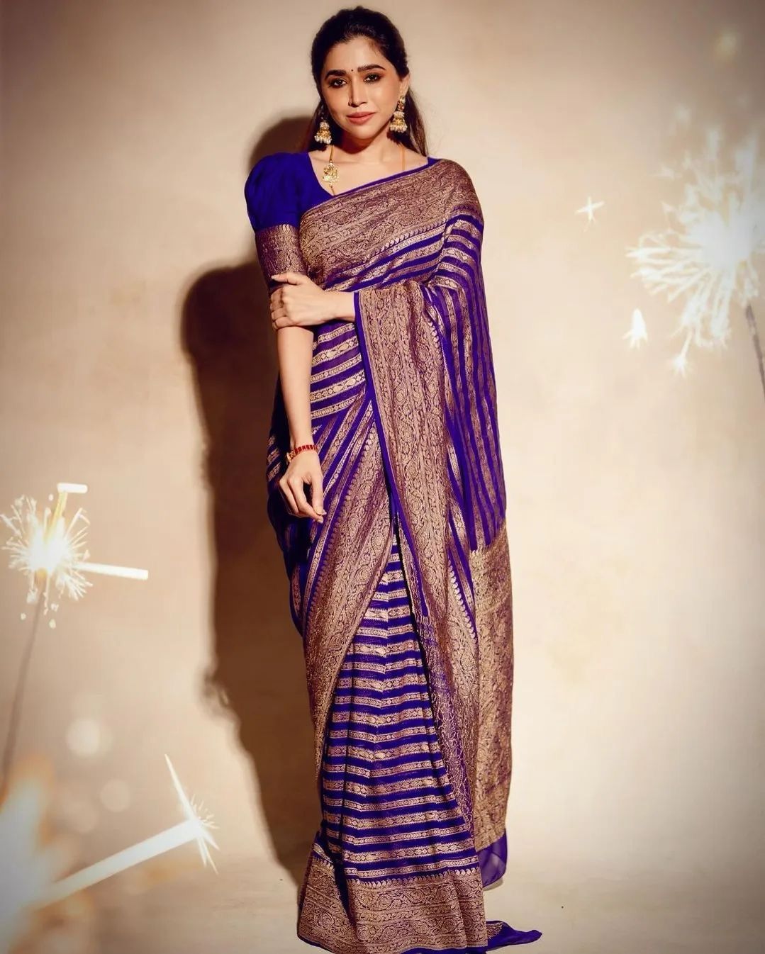 By Jambli Kanjivaram Saree With Party Wear