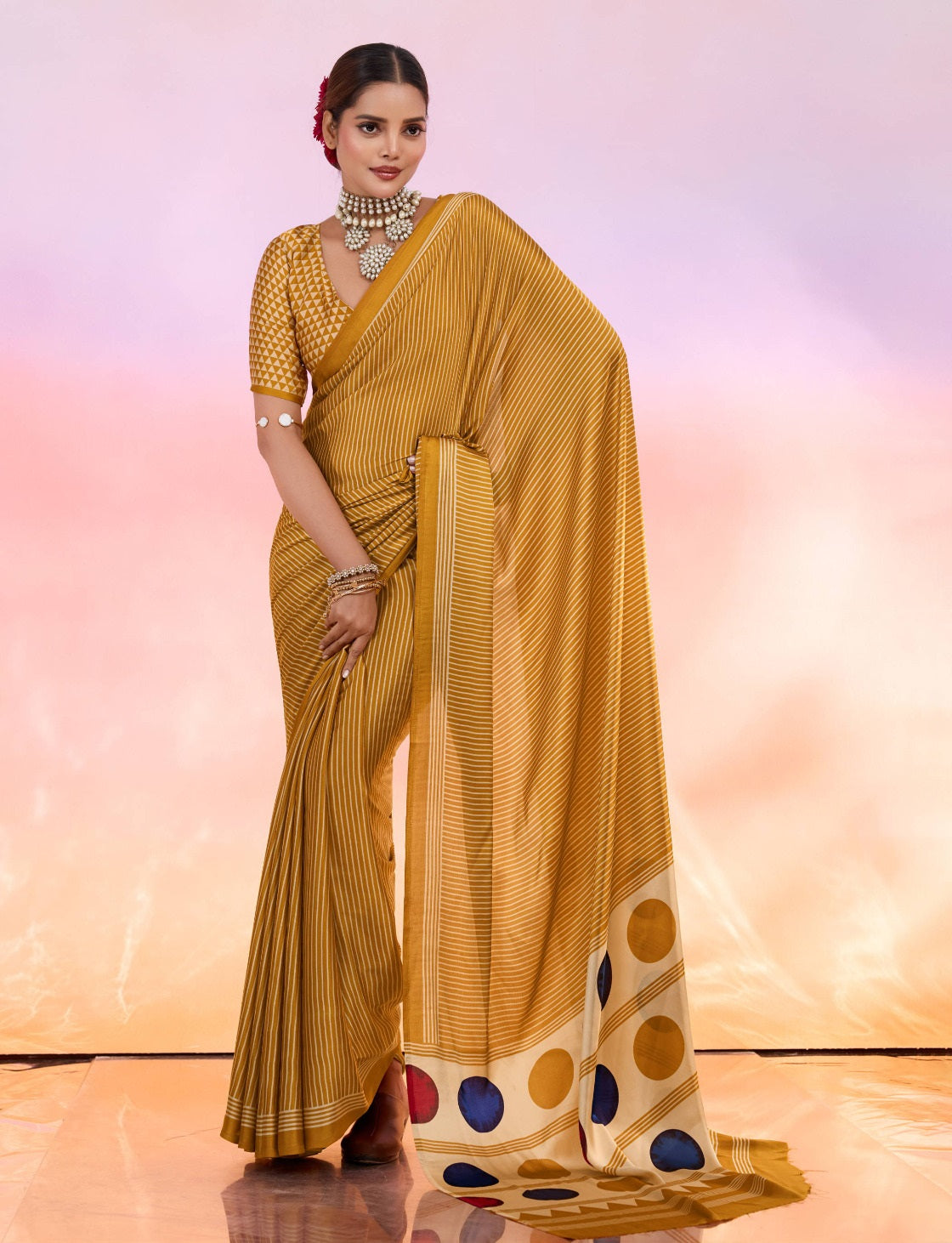 By Printed Saree With Casual Wear