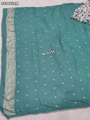 By Traditional Banarasi Style Saree With Elegant White Cutdana Work Tanmira