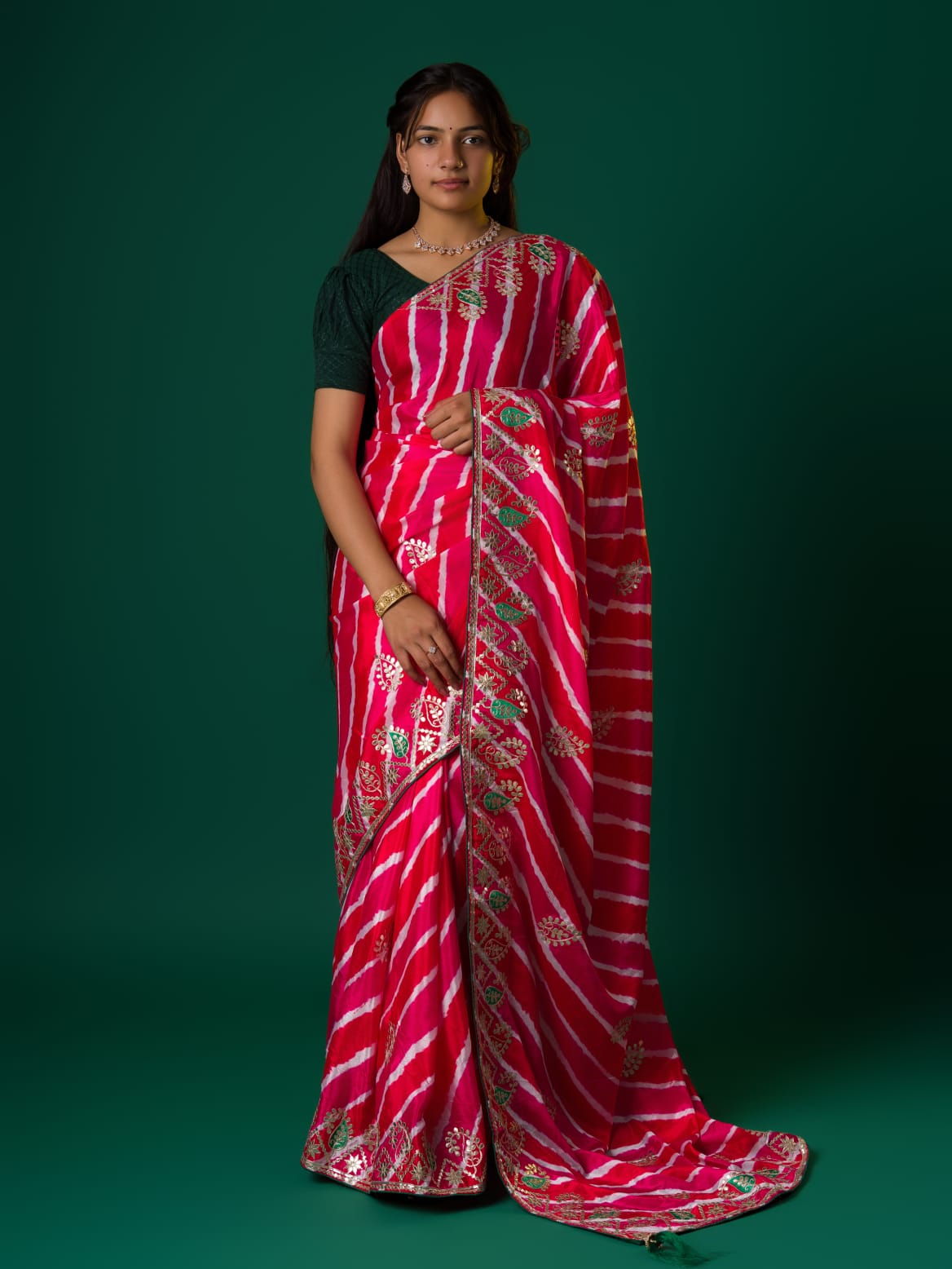 Tanmira Latest Jaipuri Traditional Chinon Fabric Leheriya Saree SWA