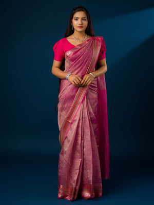 A pink banarasi silk saree