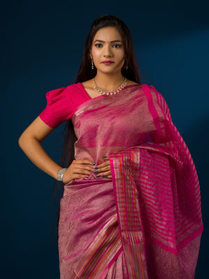 A pink banarasi silk saree