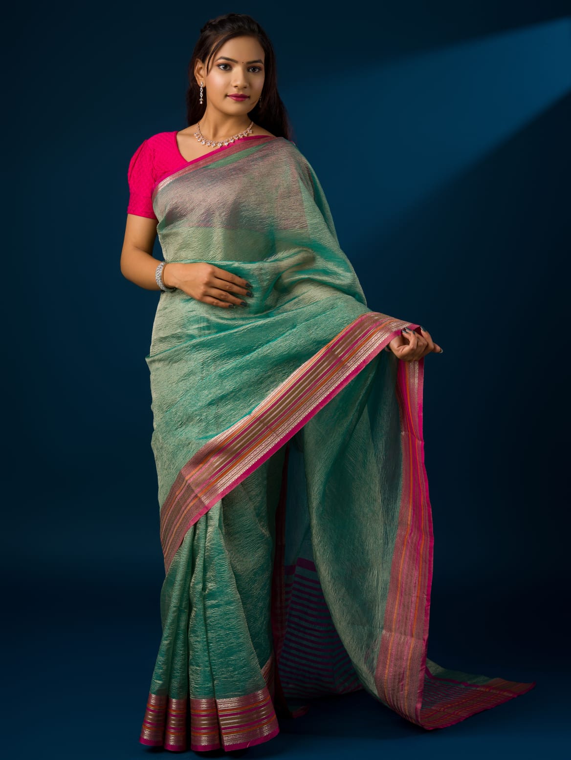 Tanmira New Crush Tissue Silk Banarasi Border Saree INA