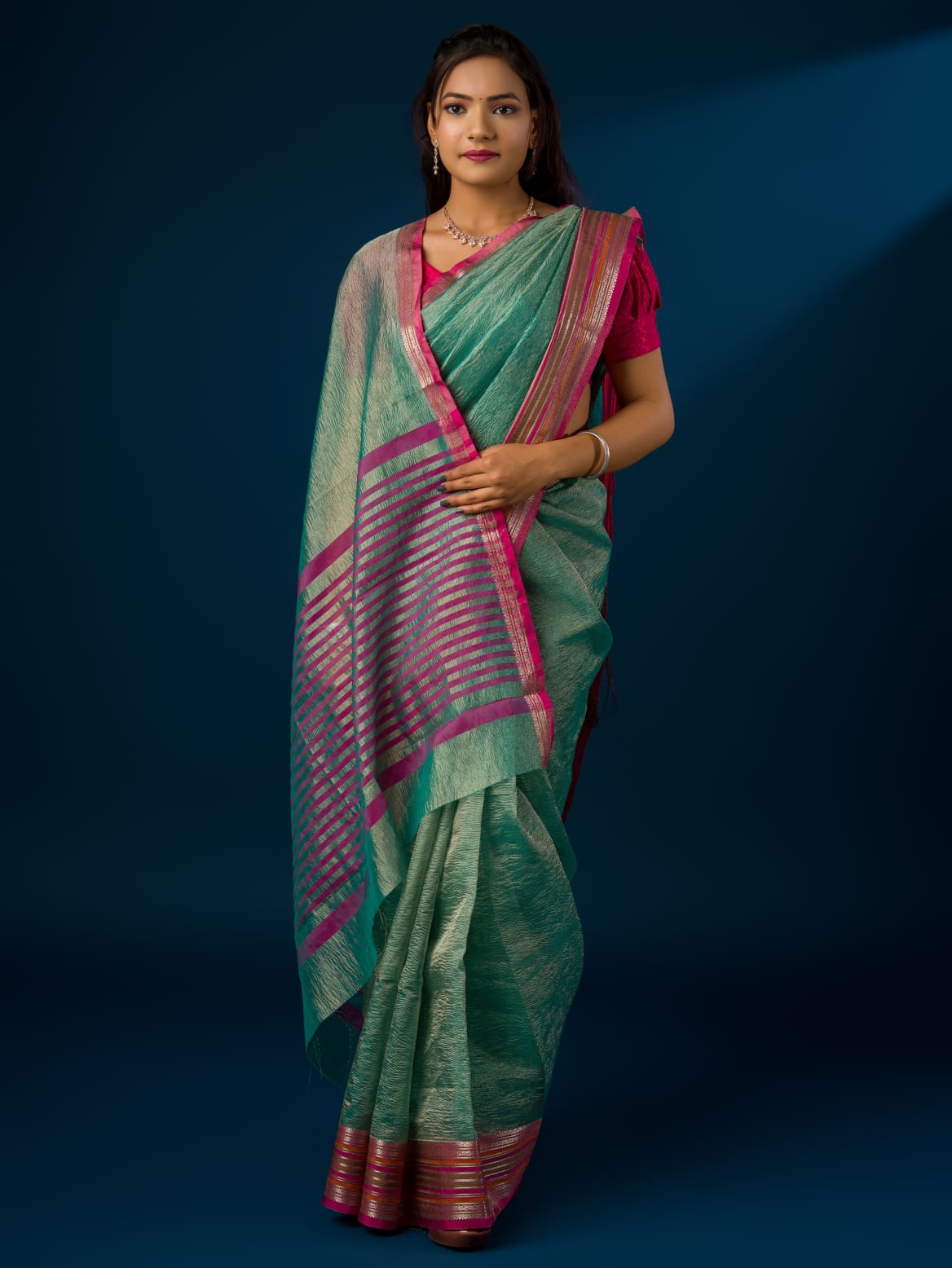 Tanmira New Crush Tissue Silk Banarasi Border Saree INA