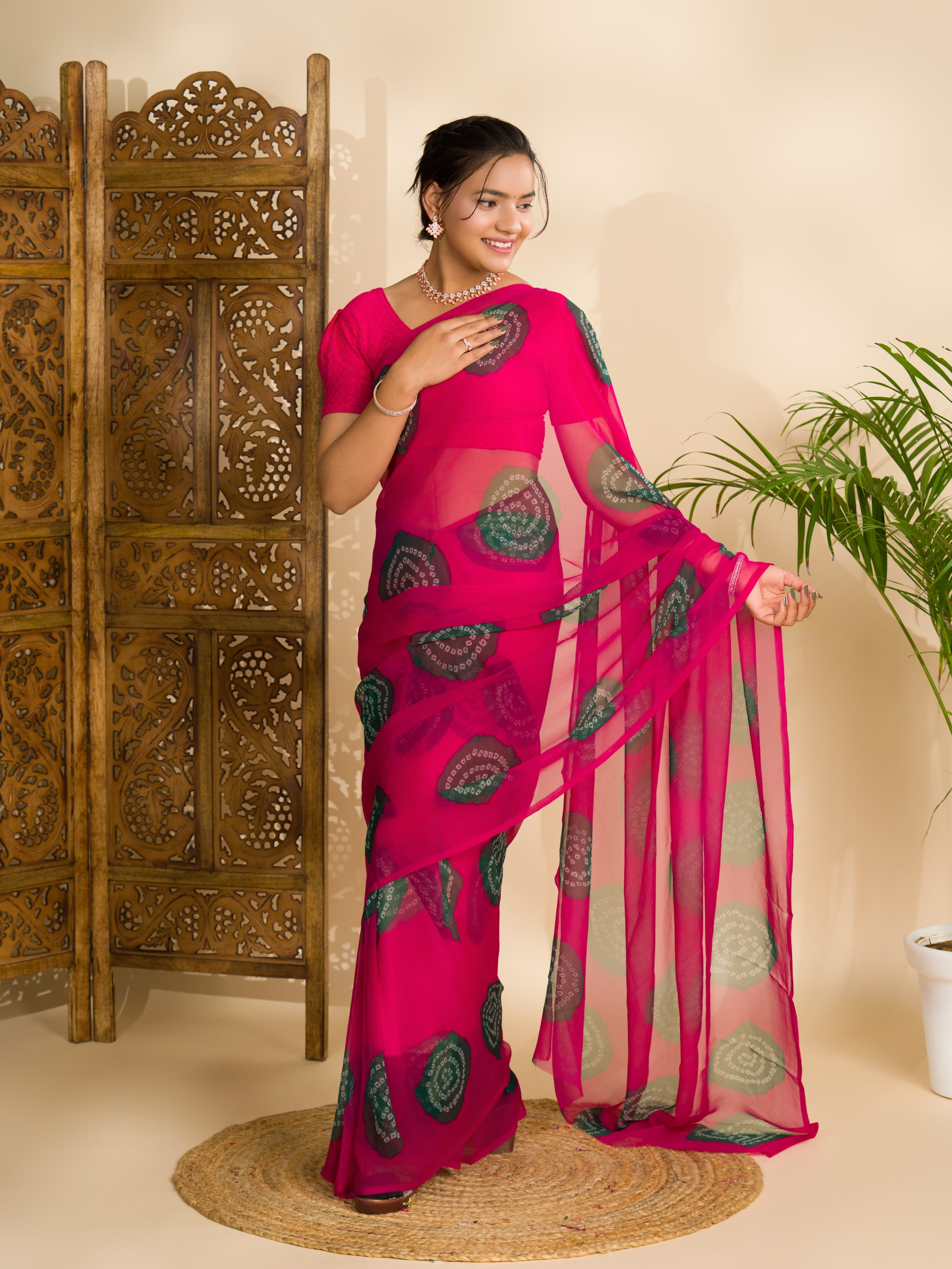 Tanmira Summer Special Rajasthani Royal Georgette Bandhani Sarees Rani