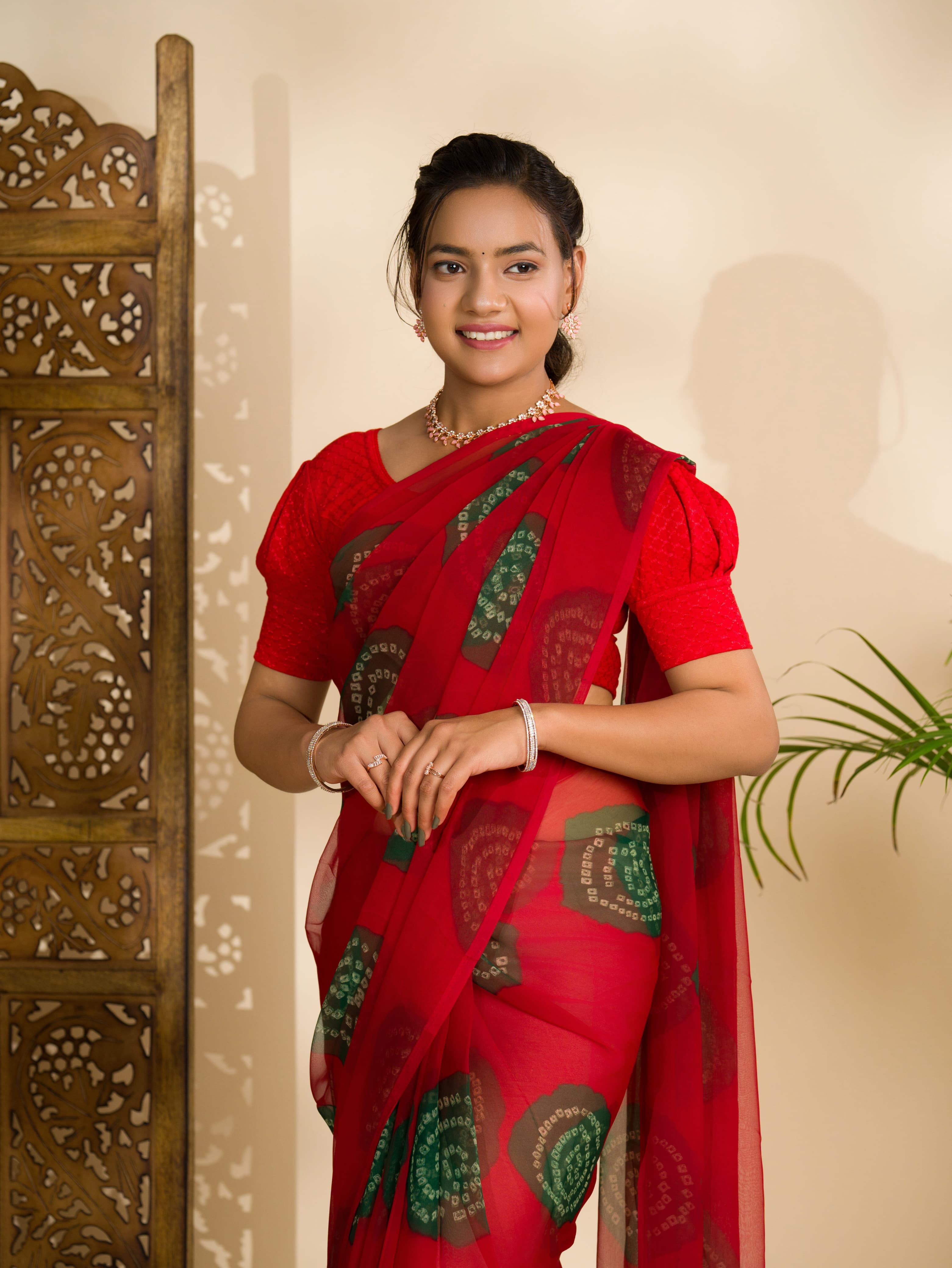 Tanmira Summer Special Rajasthani Royal Georgette Bandhani Sarees Red