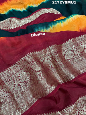 silk Zari weaving Work Saree in multi colour