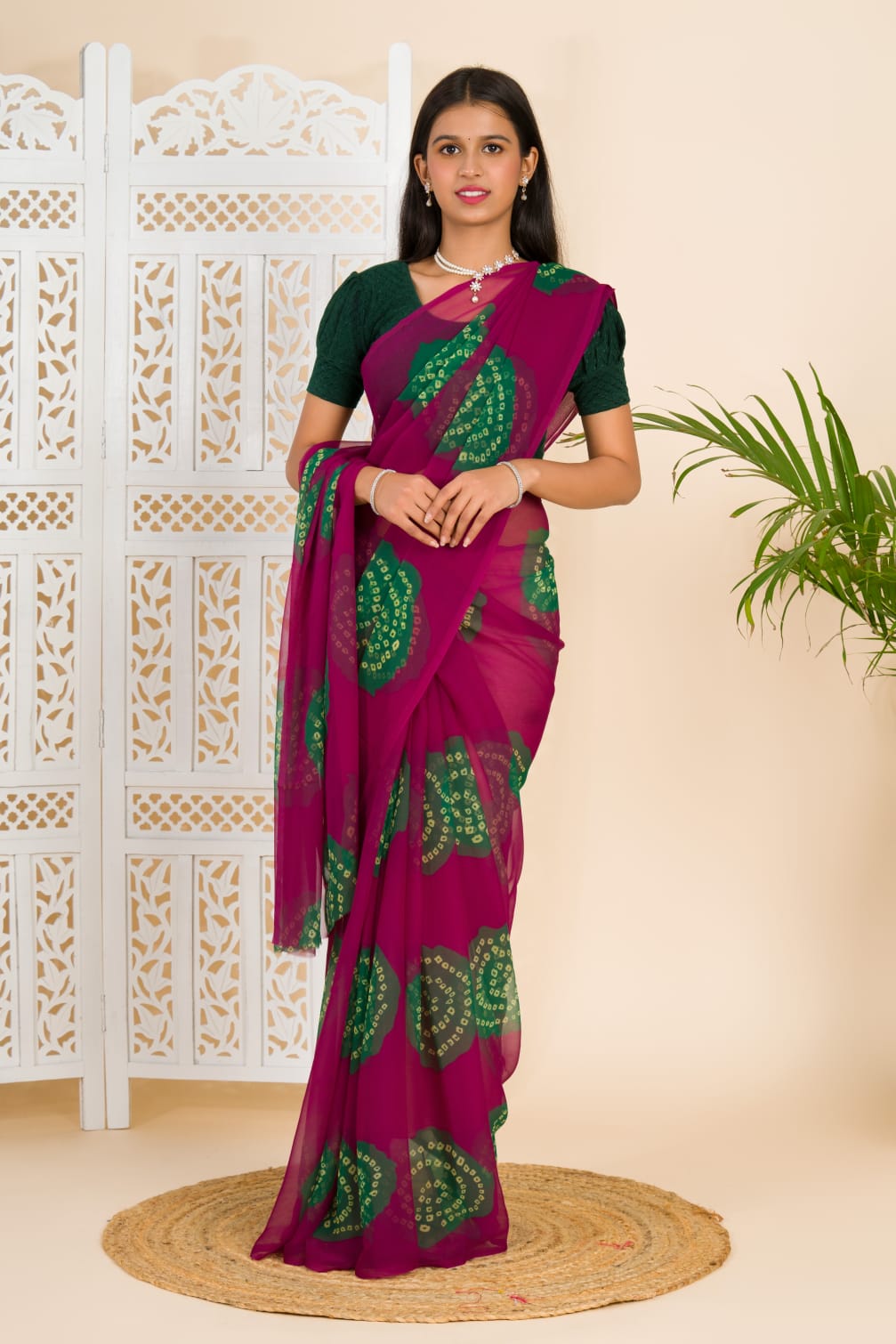 Tanmira Summer Special Rajasthani Royal Georgette Bandhani Sarees Wine