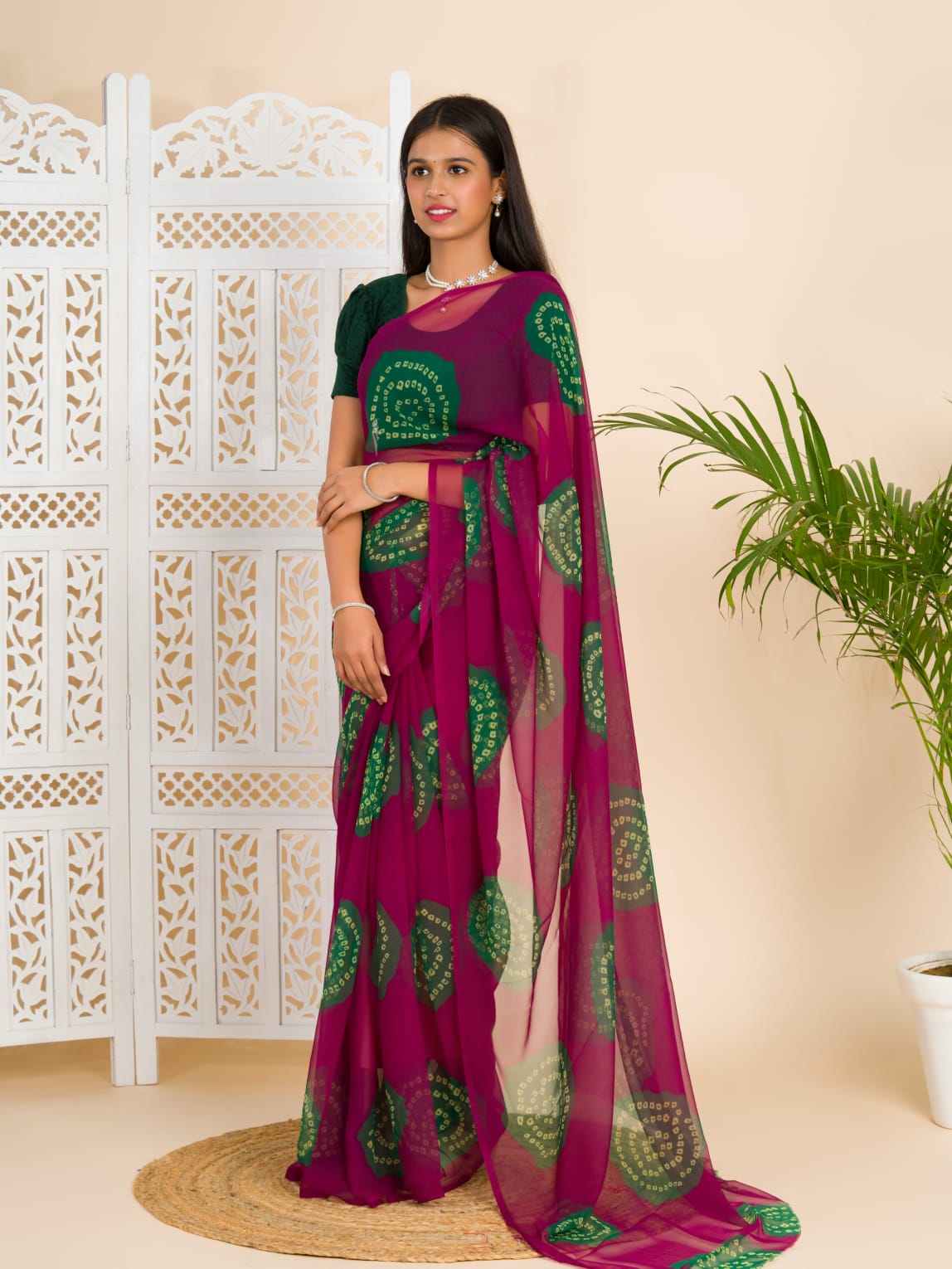 Tanmira Summer Special Rajasthani Royal Georgette Bandhani Sarees Wine