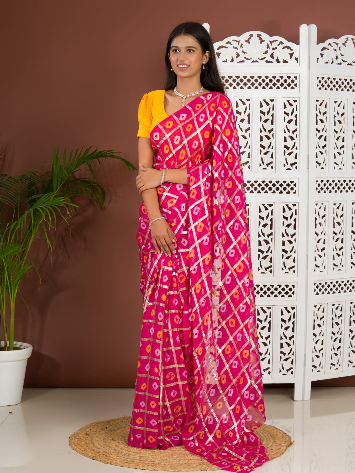 Tanmira New Pure Georgette Gharchola Guilt Bandhej Saree KRN