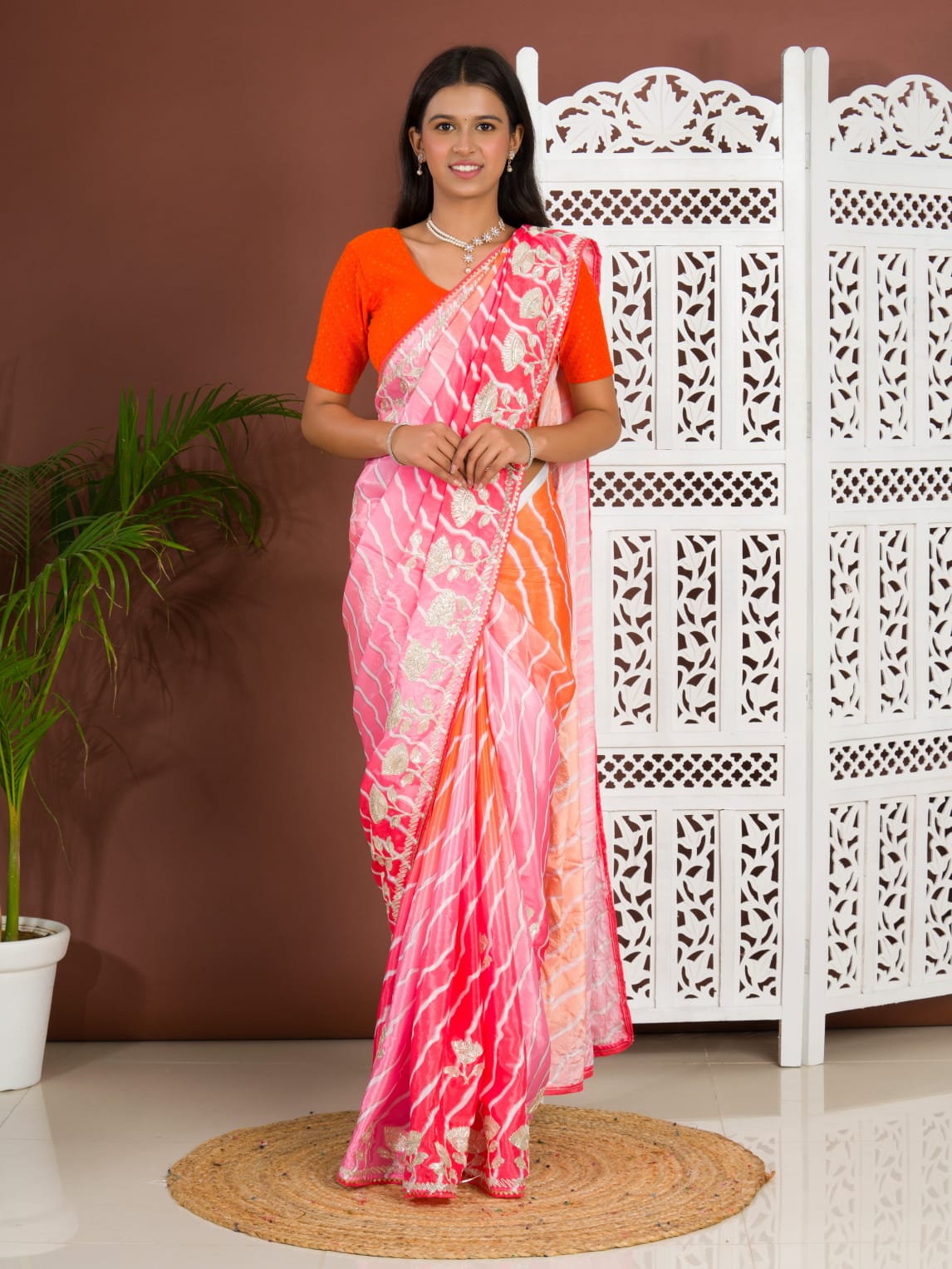 Tanmira Latest Satin Silk Multicolored Tifli Leheriya Gotapatti work Saree 2