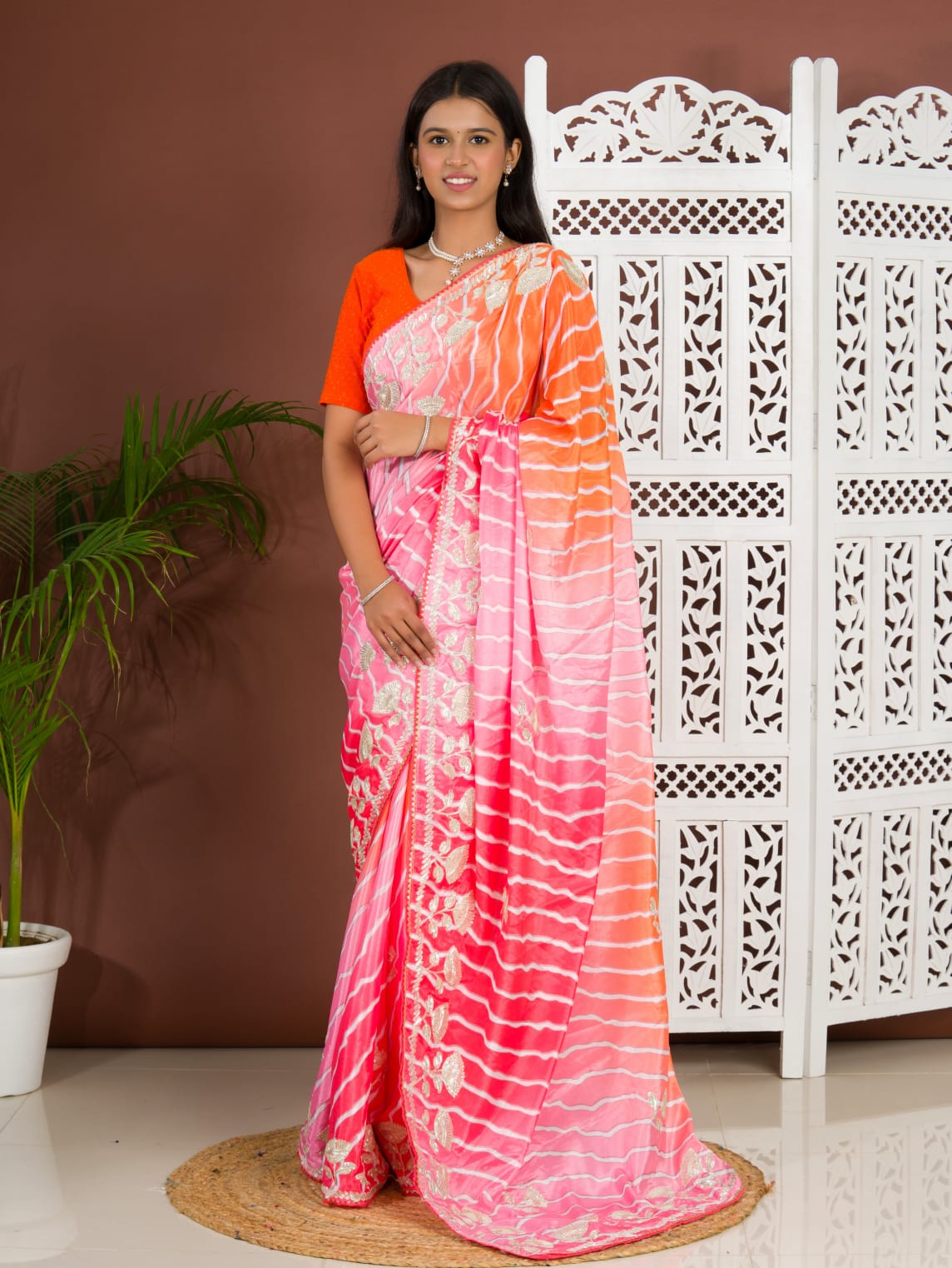 Tanmira Latest Satin Silk Multicolored Tifli Leheriya Gotapatti work Saree 2