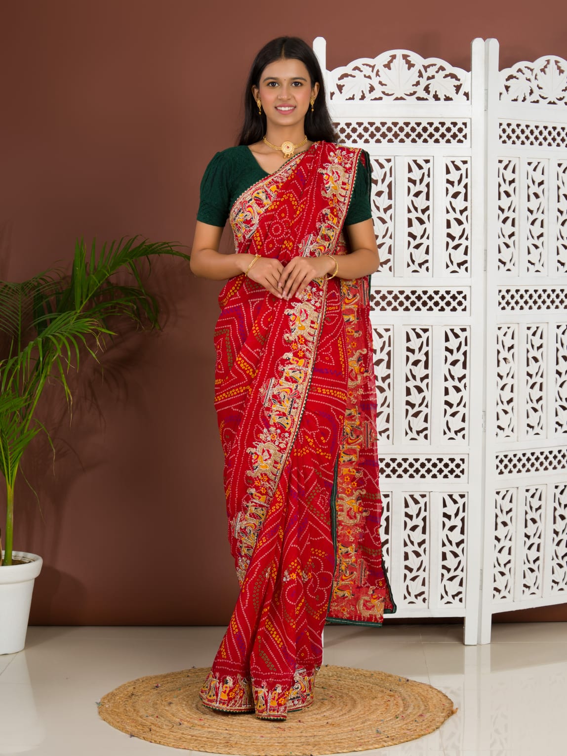 Tanmira New Beautiful Rajasthani Traditional pure Georgette Chunri Saree