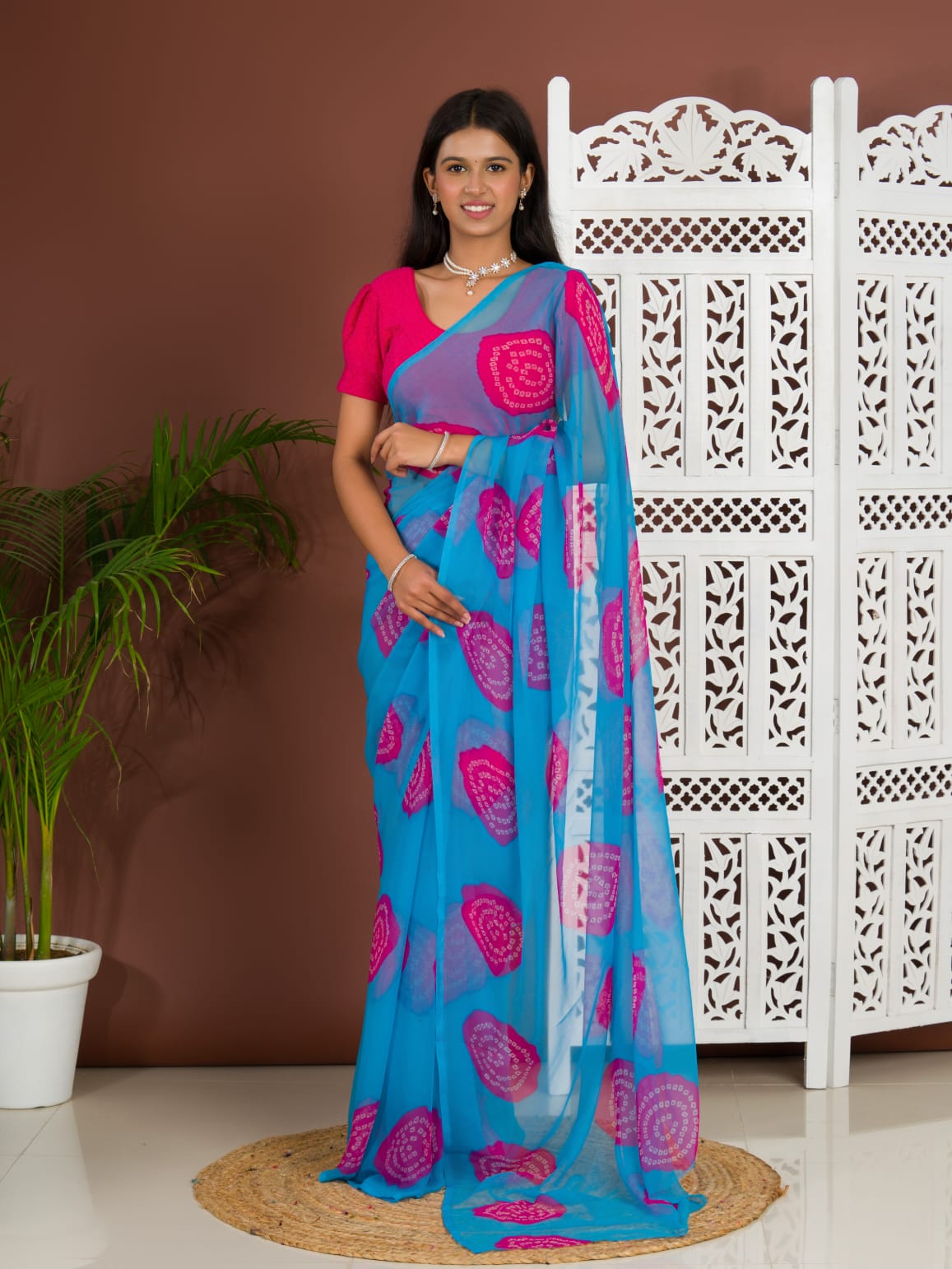 Tanmira Summer Special Rajasthani Royal Georgette Bandhani Sarees Sky Blue