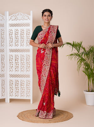 Gotapatti thread work chunri saree