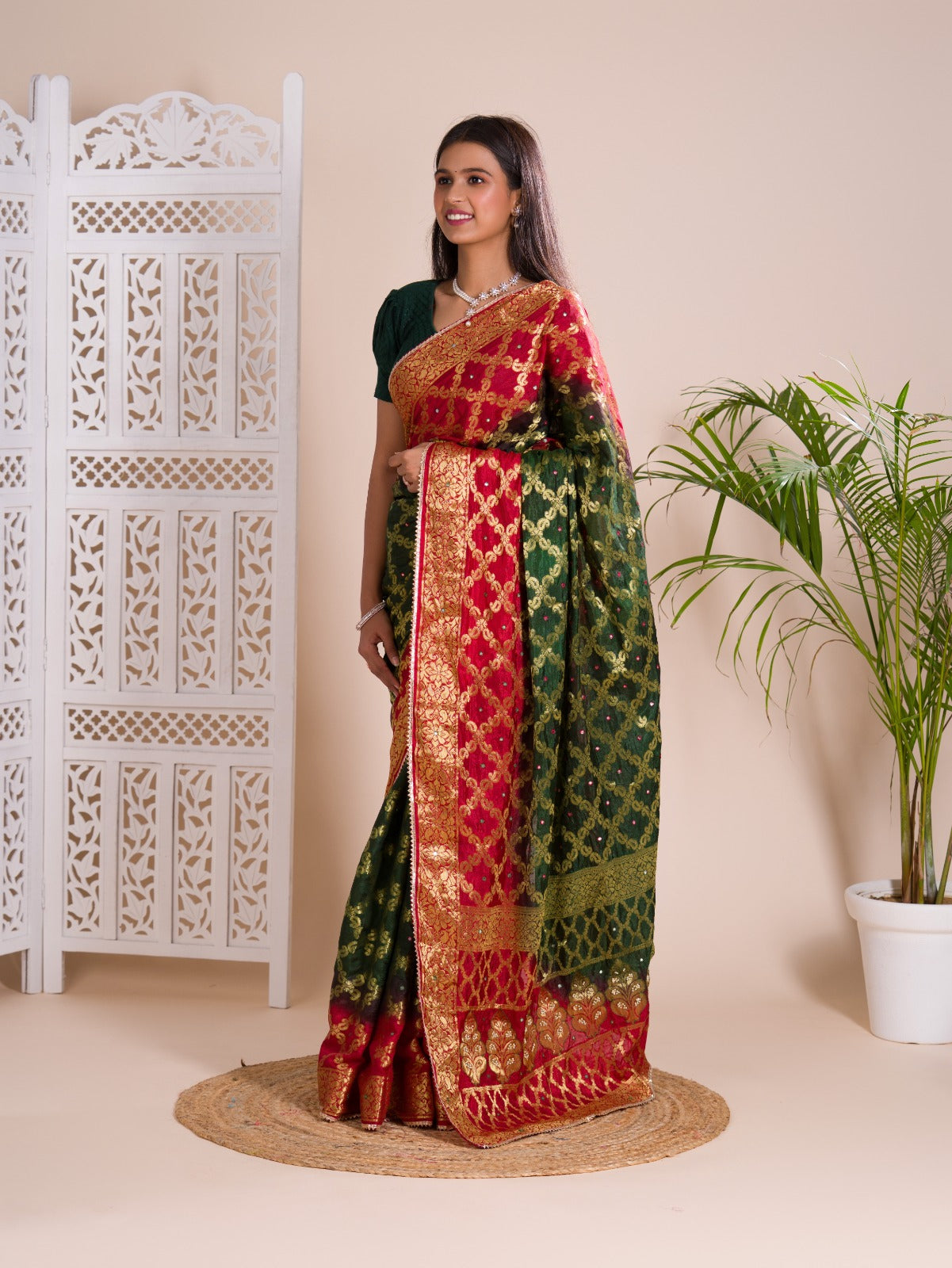 Tanmira Latest Gharchola Banarasi Silk With Heavy Zari Work Saree KML Red Green