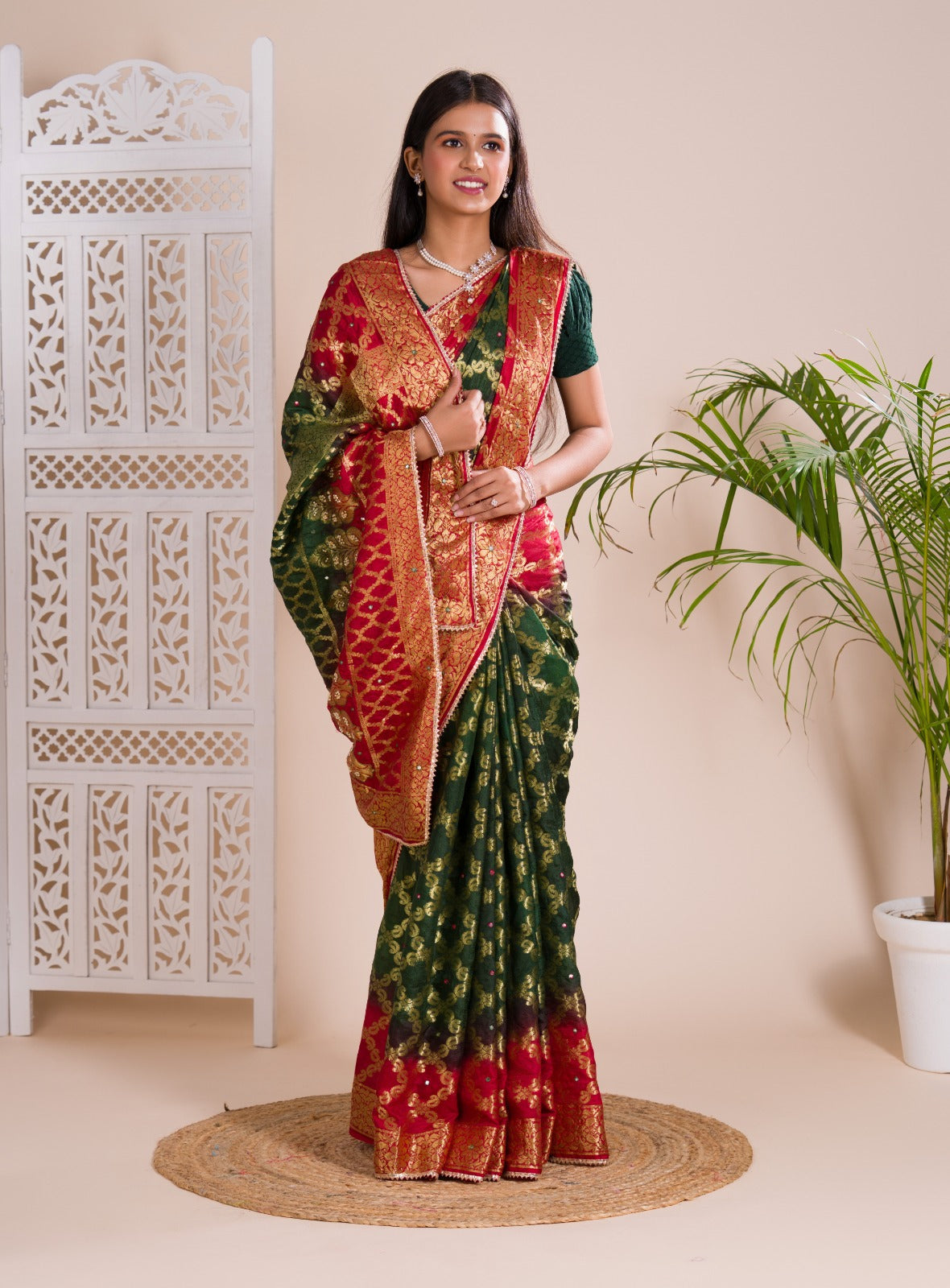 Tanmira Latest Gharchola Banarasi Silk With Heavy Zari Work Saree KML Red Green