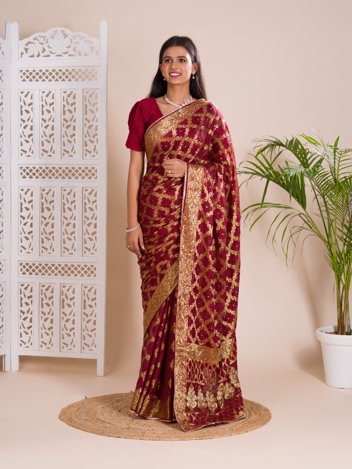 Tanmira Latest Gharchola Banarasi Silk Fabric With Heavy Zari Work Saree KML Mehroon
