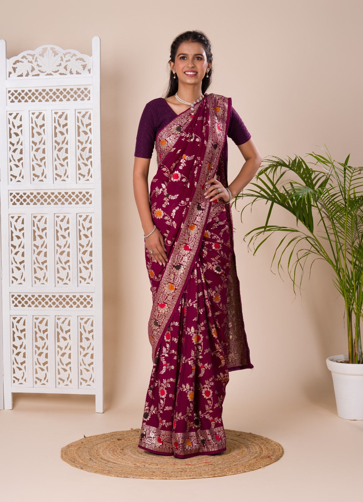Tanmira Pure Banarasi Dola Silk With Zari Weaving Saree ASH