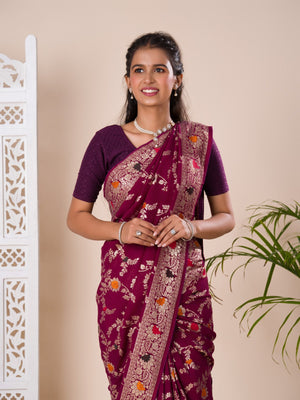 Banarasi Meenakari Dola Silk saree under 2000