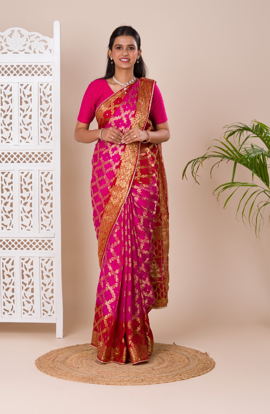 Tanmira Gharchola Banarasi Silk Fabric With Heavy Zari Work Saree KML Rani Red