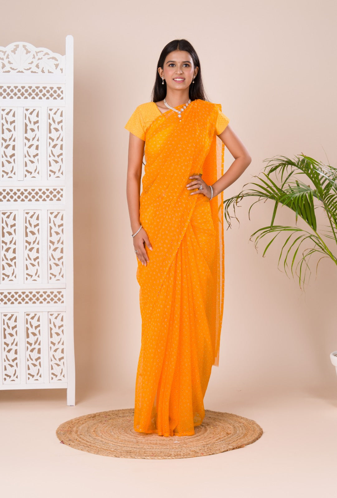 Tanmira Chiffon Bandhani Light Weight Saree SUN