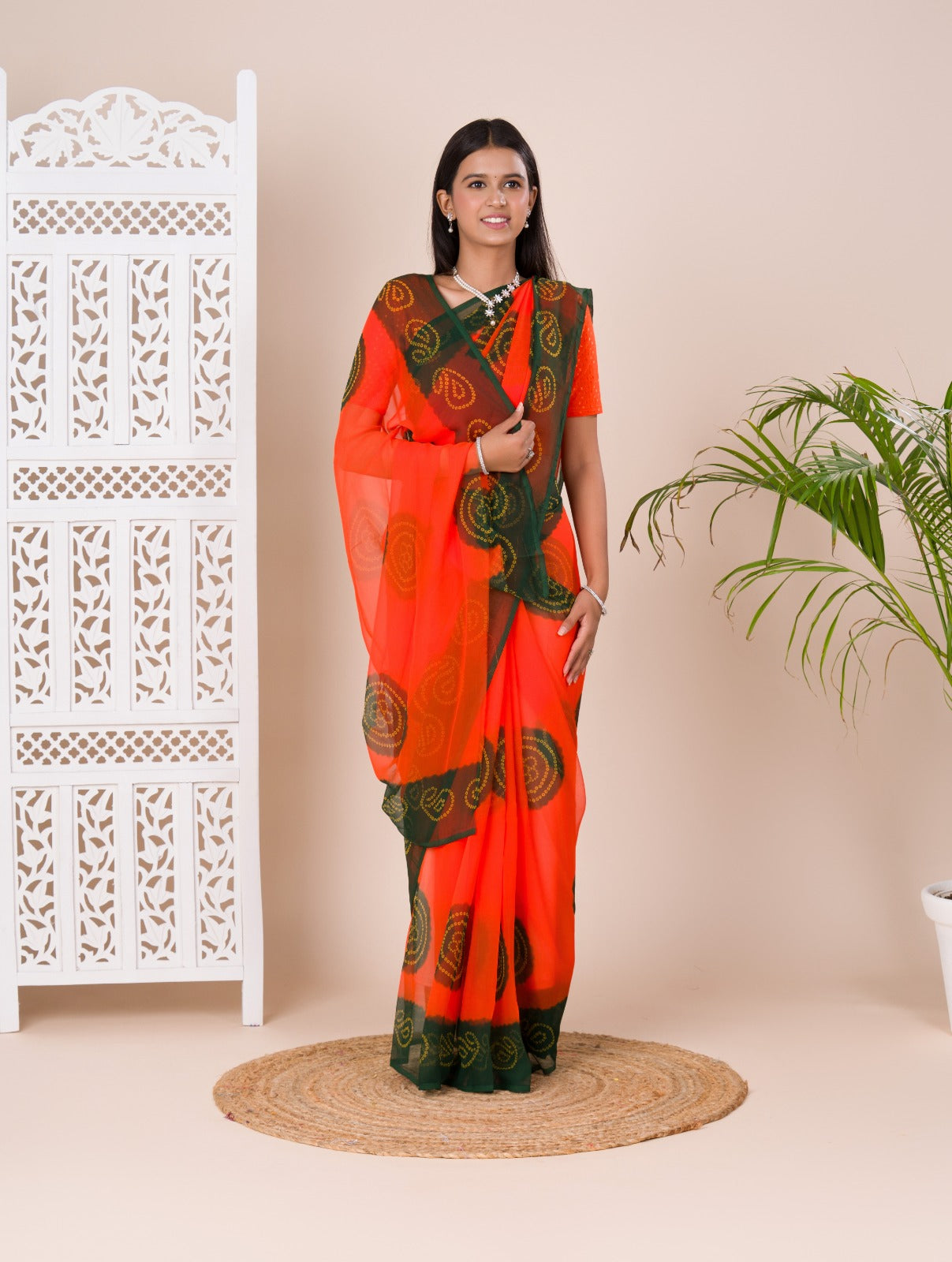 Tanmira New Beautiful Chiffon Bandhani Light Weight Saree SHA