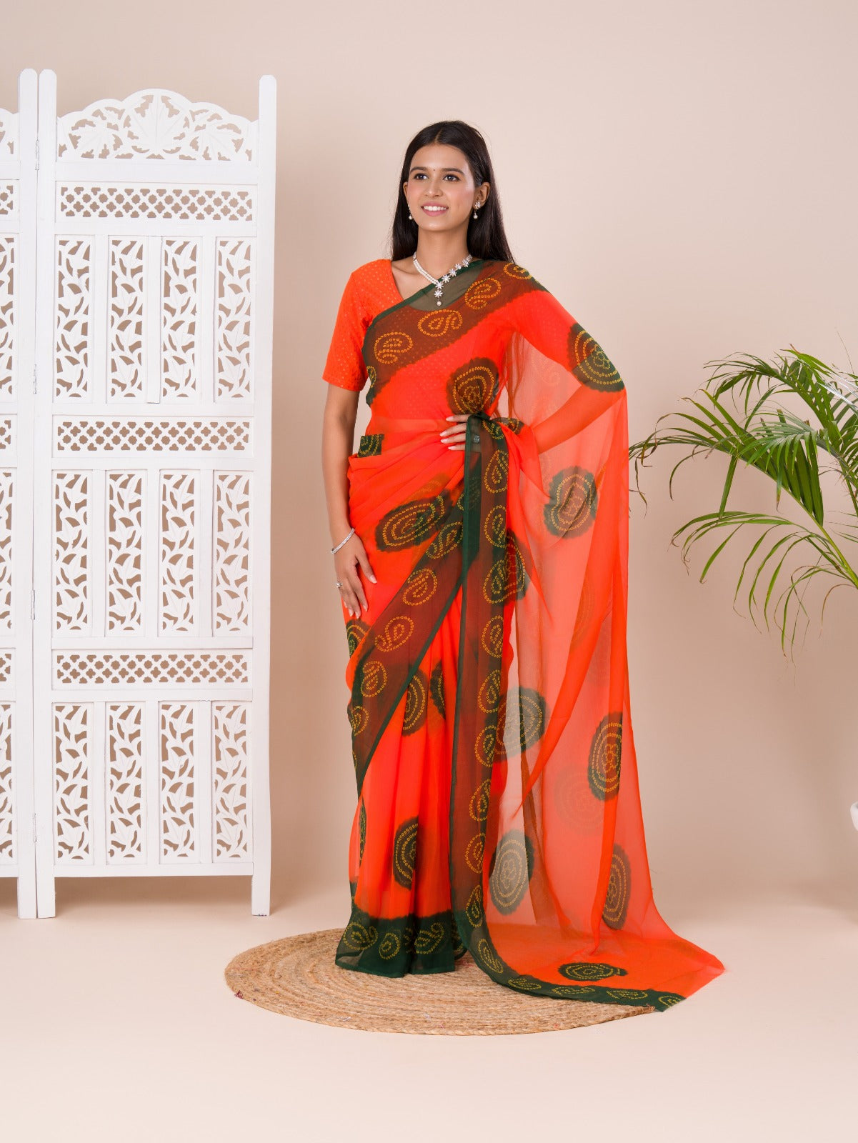 Tanmira New Beautiful Chiffon Bandhani Light Weight Saree SHA