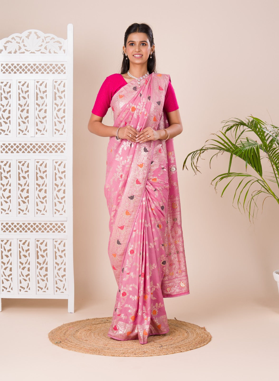 Tanmira Dola Silk With Zari Weaving Saree ASH Peach