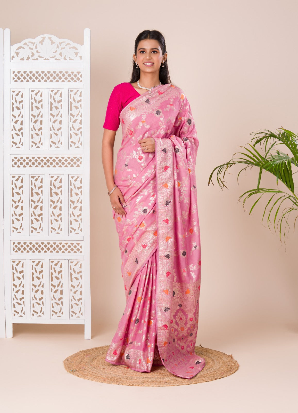 Tanmira Dola Silk With Zari Weaving Saree ASH Peach