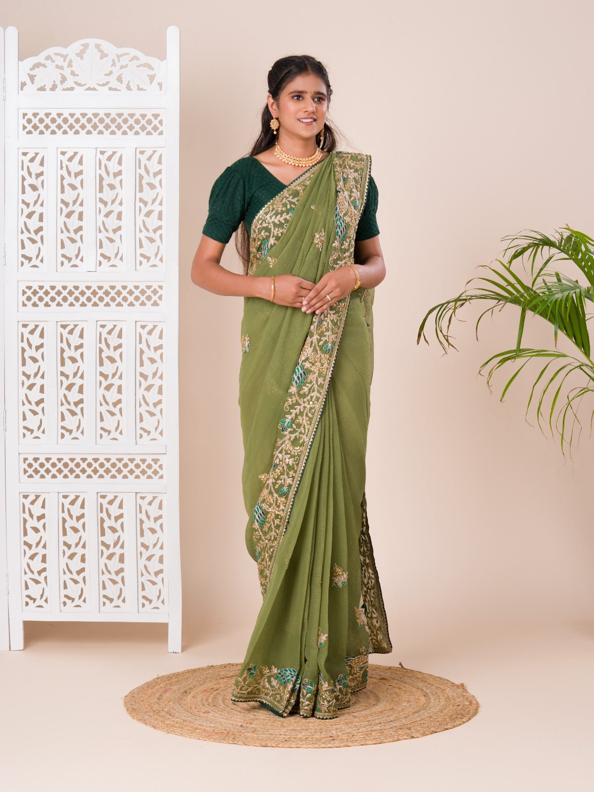 Tanmira New Tissue Fabric With Handmade Coding Embroidery Zari Stone Work Saree SAN