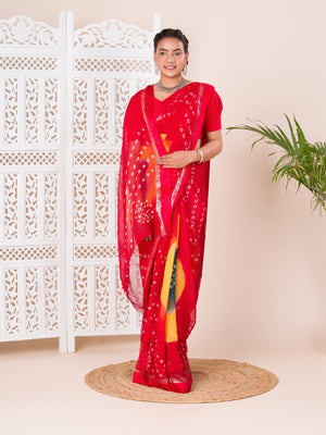 Georgette Multi Colour Bandhni saree