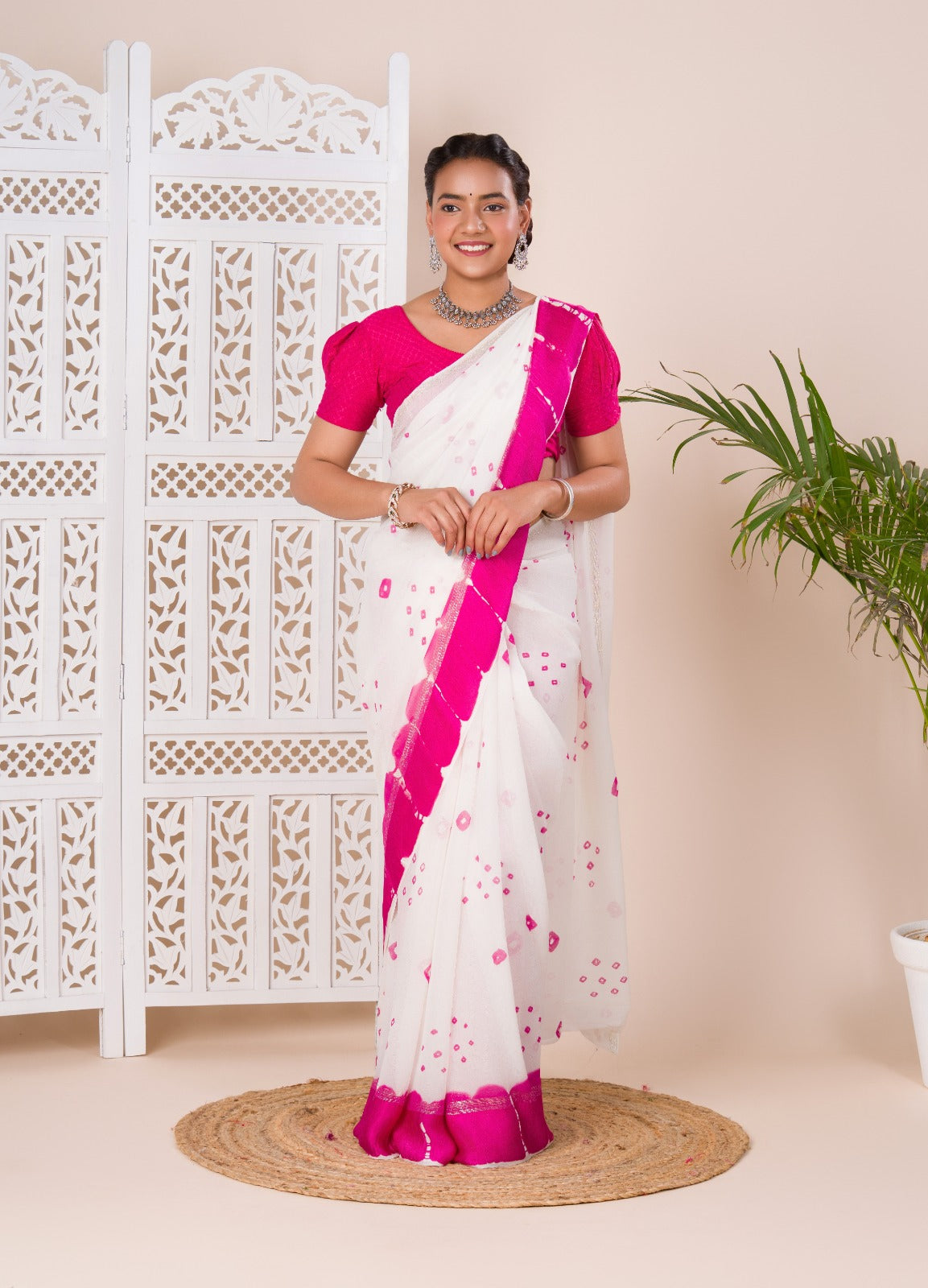 Tanmira New Pure Georgette Gulti Bandhej Satin Patta Border Saree With Blouse RTK