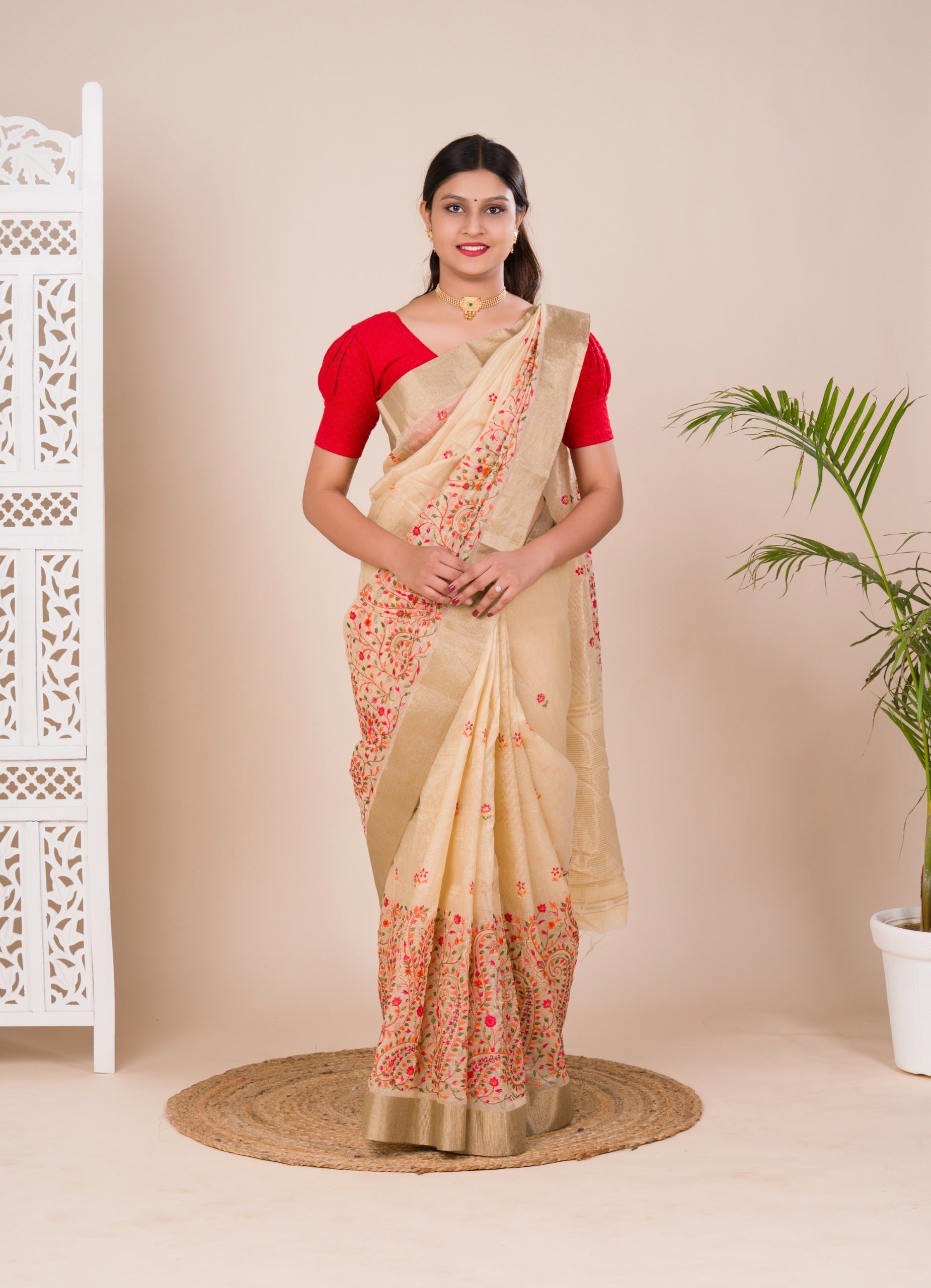 Tanmira New Launch Kota doriya Designer With Kashida Work Saree SWA